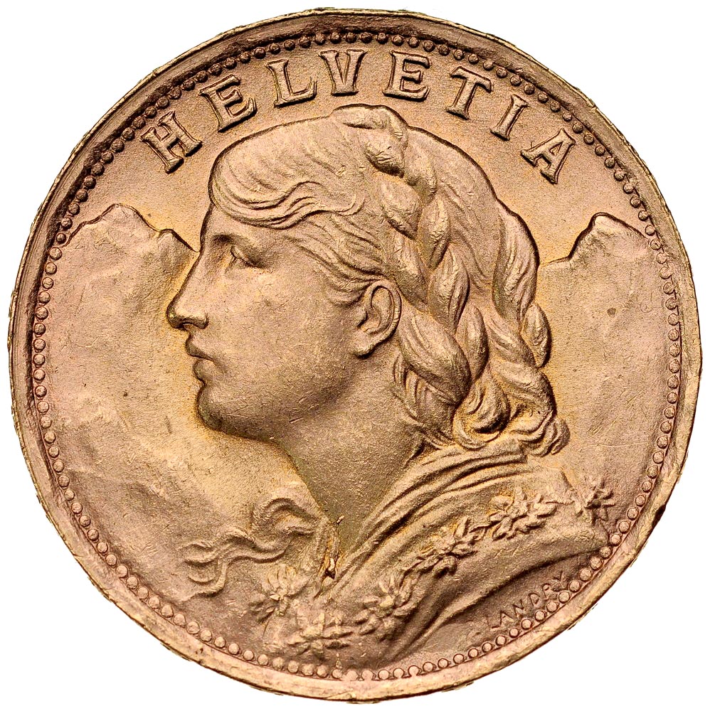 B13. Szwajcaria, 20 franków 1935 B, Heidi, st 1