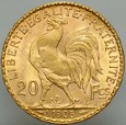 C79. Francja, 20 franków 1905, Kogut, st 2+