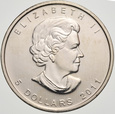 C331. Kanada, 5 dolarów 2011, Liść klonowy, uncja srebra
