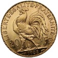 D46. Francja, 20 franków 1908, Kogut, st 1-