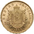 B9. Francja, 20 franków 1863 B, Napoleon III, st 1-