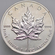 B129. Kanada, 5 dolarów 1990, Liść klonowy, uncja srebro