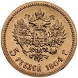 D76. Rosja, 5 rubli 1904 AP, Niki II, st 2/1