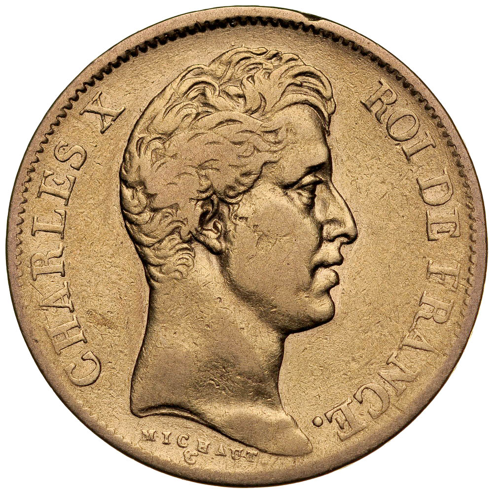 D183. Francja, 40 franków 1830 A, Karol X, st 3+
