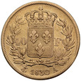 D183. Francja, 40 franków 1830 A, Karol X, st 3+