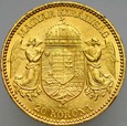 B98. Austria, Węgry, 20 koron 1894, Franz Josef, st 2+