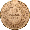 B73. Francja, 10 franków 1868 A, Napoleon III, st 3