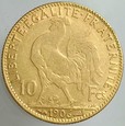 D60. Francja, 10 franków 1906, Kogut, st 3