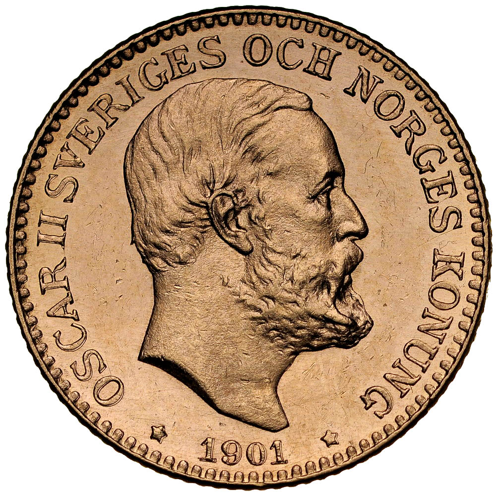 D179. Szwecja, 10 koron 1901, Oskar II, st 1-/1
