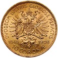 D73. Austria, 10 koron 1908, Franz Josef, st 2+, Jubileusz
