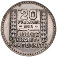 Francja, 20 franków 1929-1933, Republika, 8 sztuk st 3, junk silver