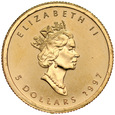 C25. Kanada, 5 dolarów 1997, 1/10 oz, Liść, st 1-