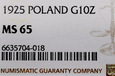 S901. II RP, 10 złotych 1925, Chrobry,  NGC MS65