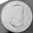 Kanada, 5 dolarów 2009, Liść klonowy, uncja srebro