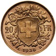 D5. Szwajcaria, 20 franków 1935 B, Heidi, st 1
