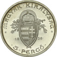 D149. Węgry, 5 pengo 1938, Św Stefan, st 1-