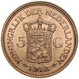 A113. Holandia, 5 guldenów 1912, Wilhelmina, st 1-
