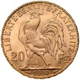 B34. Francja, 20 franków 1910, Kogut, st 1- 