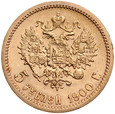 C54. Rosja, 5 rubli 1900 FZ, Niki II, st 2+