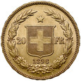 C42. Szwajcaria, 20 franków 1896, Heidi, st 2+