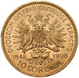 C12. Austria, 10 koron 1908, Franz Josef, st 2, Jubileusz