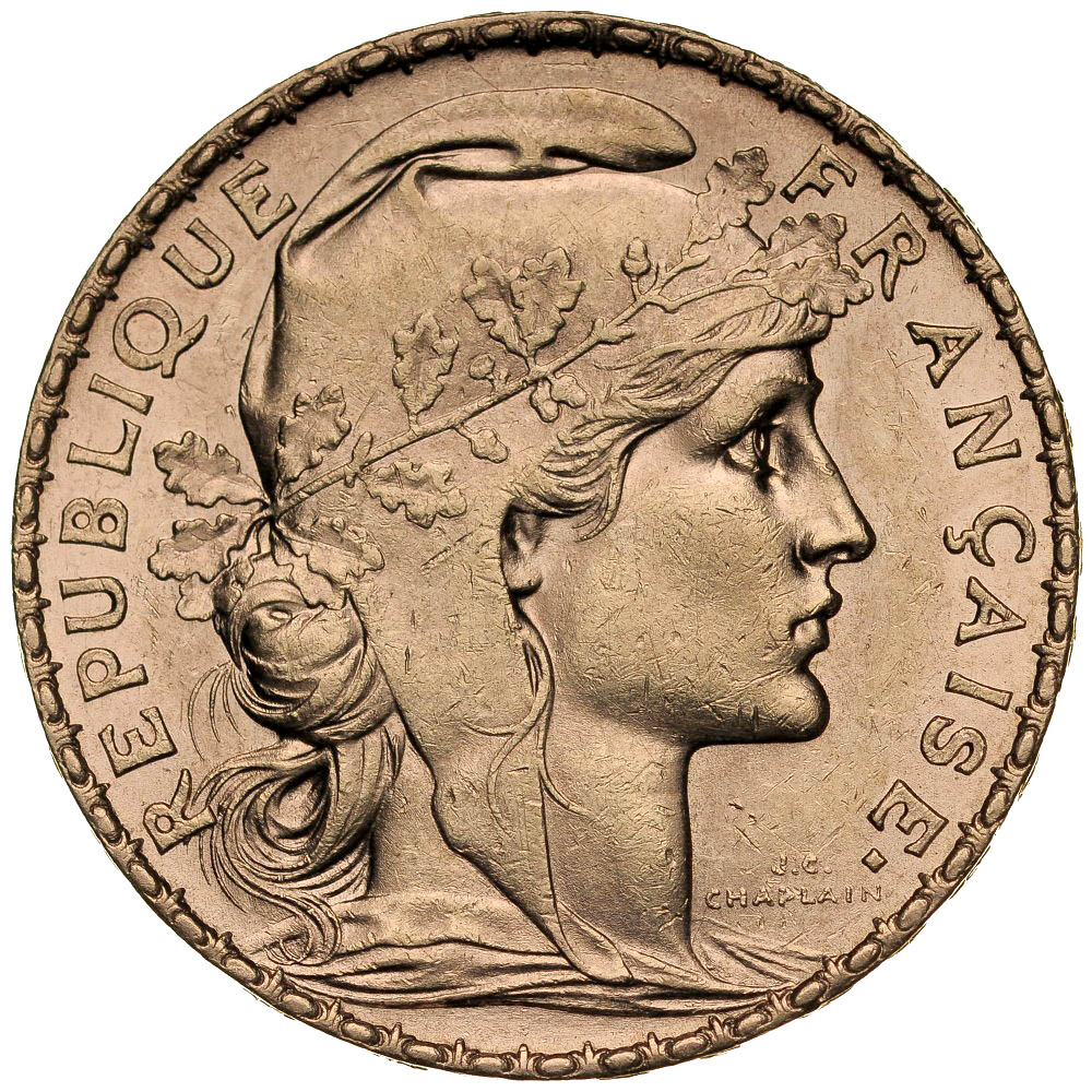 D174. Francja, 20 franków 1900, Kogut, st 2
