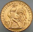 B95. Francja, 20 franków 1910, Kogut, st 1