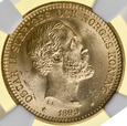 S24. Szwecja, 20 koron 1899, Oskar II, NGC MS64.
