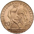 A103. Francja, 20 franków 1908, Kogut, st 1