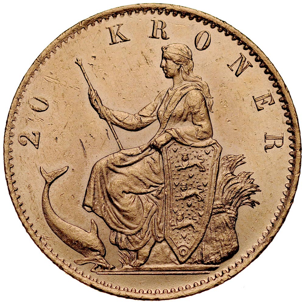 C374. Dania, 20 koron 1876, Christian IX, st 1-