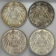 D260. Niemcy, Marka 1905 A, 1906 A, 1914 A i 1914 A, 4 szt