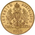 B69. Austria, 20 franków, 8 Florenów 1892, Franz Josef, st 2-1, NB