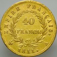 C33. Włochy, 40 lirów 1811 A, Napoleon, 3++