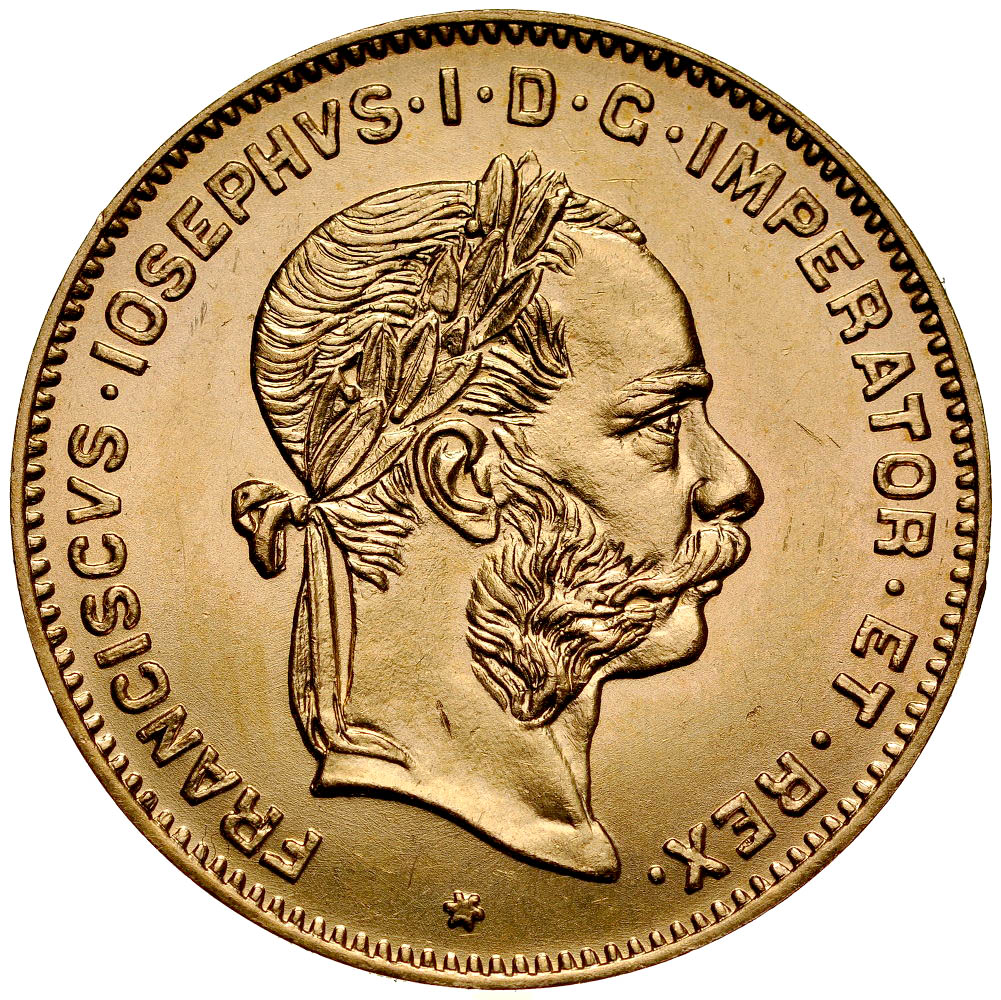 D67. Austria, 10 franków, 4 Florenów 1892, Franz Josef, st 1-, NB