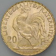 D37. Francja, 20 franków 1909, Kogut, st 1-