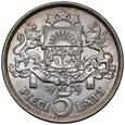 C380. Łotwa, 5 łatów 1929, Republika, st 2/2+