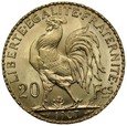 C233. Francja, 20 franków 1907, Kogut, st 1
