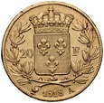 C387. Francja, 20 franków 1818 A, Ludwik XVIII, st 3+