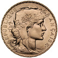D169. Francja, 20 franków 1908, Kogut, st 1-