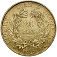 d74. Francja, 20 franków 1850 A, Republika, st 3+