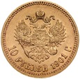 D22. Rosja, 10 rubli 1901 FZ, Niki II, st 2-