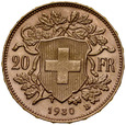 B84. Szwajcaria, 20 franków 1930, Heidi, st 1-