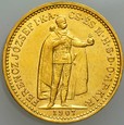 B62. Austria, Węgry, 10 koron 1907, Franz Josef, st 2