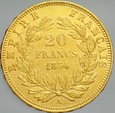 C184. Francja, 20 franków 1858, 1854A, Napoleon III, st 3-2, szt 2