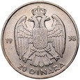 C191. Jugosławia, 20 dinarów 1938, Piotr II, st 3