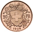 B59. Szwajcaria, 20 franków 1935 B, Heidi, st 2-1