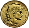 D11. Francja, 20 franków 1908, Kogut, st 1-