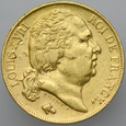 B78. Francja, 20 franków 1817 A, Ludwik XVIII, st 3+