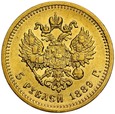 B8. Rosja, 5 rubli 1889, Alex III, st 2-