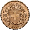 C36. Szwajcaria, 20 franków 1914, Heidi, st 2+